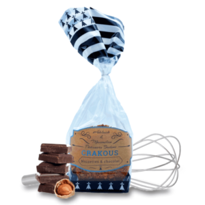 Image d'un paquet croquant de crakous noisettes & chocolat artisanal breton.