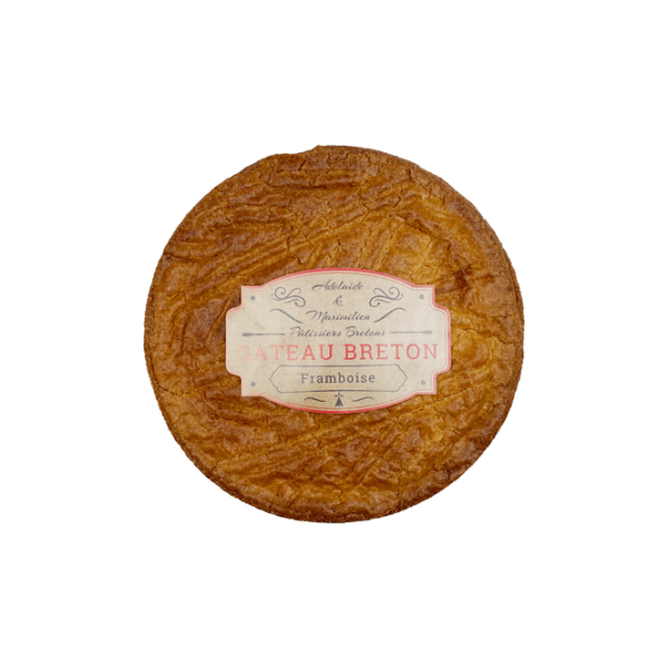 Image d'un gâteau breton à la framboise fabriqué artisanalement.
