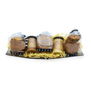 Image d'un panier contenant cinq produits artisanaux, bretons et traditionnels.
